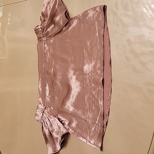 Cute off the shoulder blush satin top by Forever 21. Size Small.